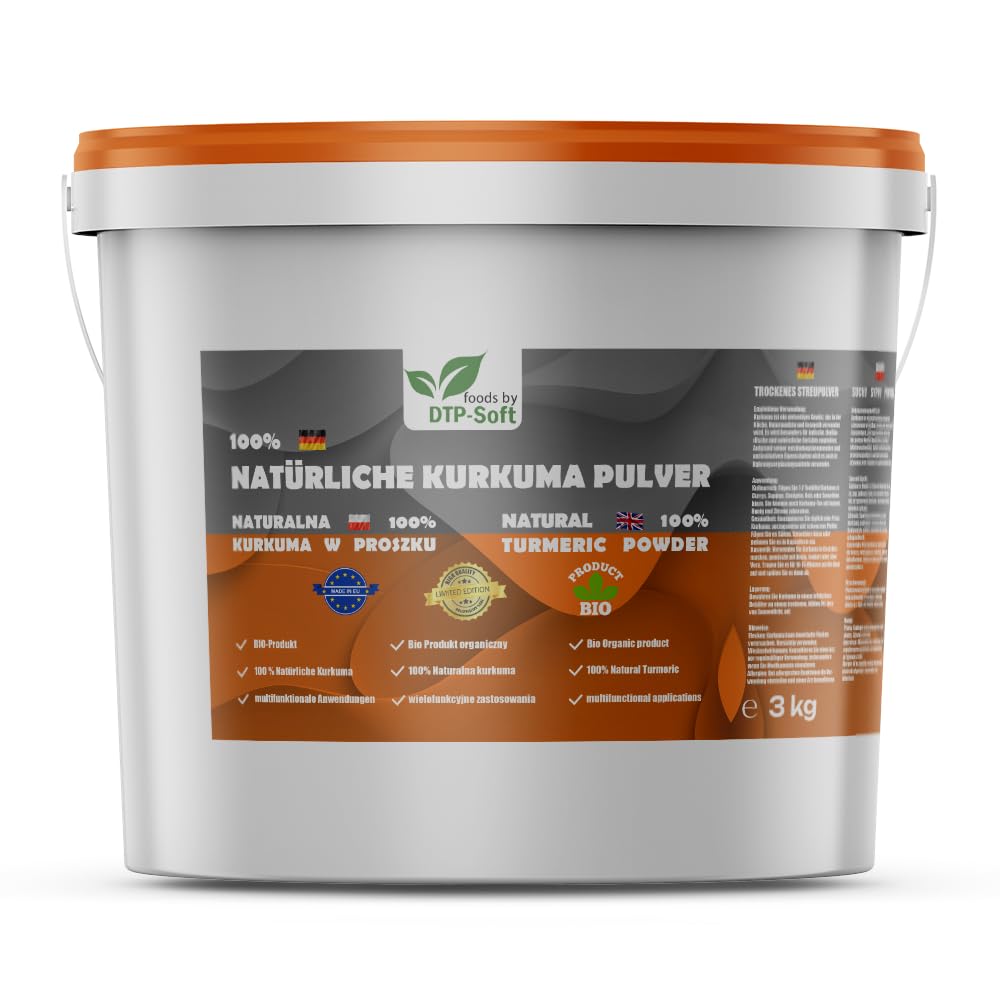 Natürliches Kurkuma im Eimer | Premium Kurkuma Pulver Frisch und aromatisch | Kurkumapulver Superfood für Gerichte und Smoothies (3kg)