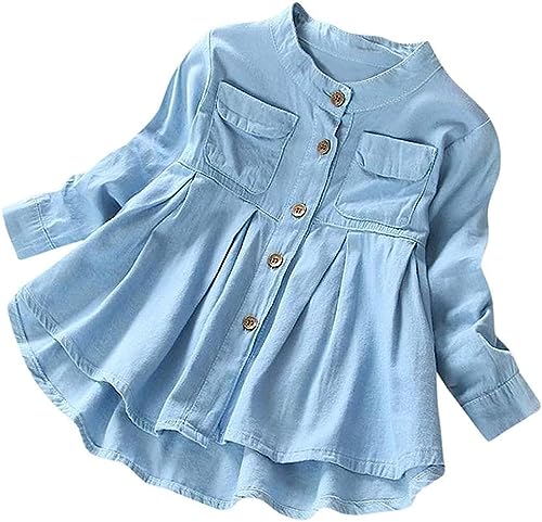 Image of Little Fairy Girl Solid Denim Frocks & Dresses for Girls