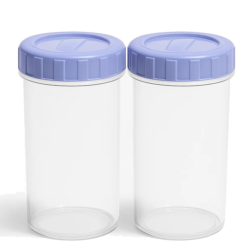 TSA LIMITED Plastic Beakers with Lids 400ml 2 Pack - Airtight Food Storage Containers with Twist Lock Lid - Microwave Dishwasher Freezer Safe BPA Free Plastic Cup for Drinks and Food Store