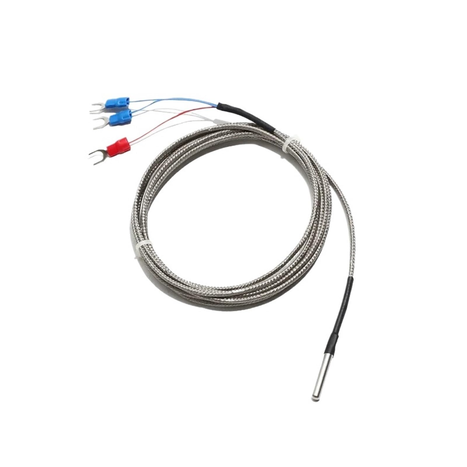 Termopar de prueba de temperatura de acero inoxidable tipo KJ PT100, sonda del Sensor de 4x30MM, cable de PTFE blindado de 1M, 2M, 3, 5M(PT100,Cable Length 5m)
