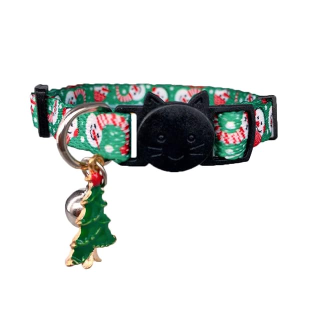 Foto 2 de 7 de Cluos Paquete de 2 collares de gato de Navidad de liberación rápida con campana y abalorio