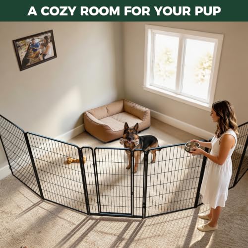 Image of FXW Homeplus Indoor Dog Playpen with Fence-to-Wall Anchors, 45 inch H, 6 Panels