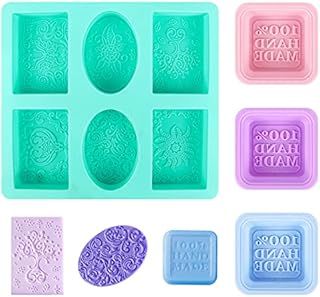 Chudian 4 Pieces Silicone Soap Making Molds, 100% Handmade Soap Mould 6-Cavity Soap Mold Tray Soft Soap Moulds for Soap Making (Random Color)