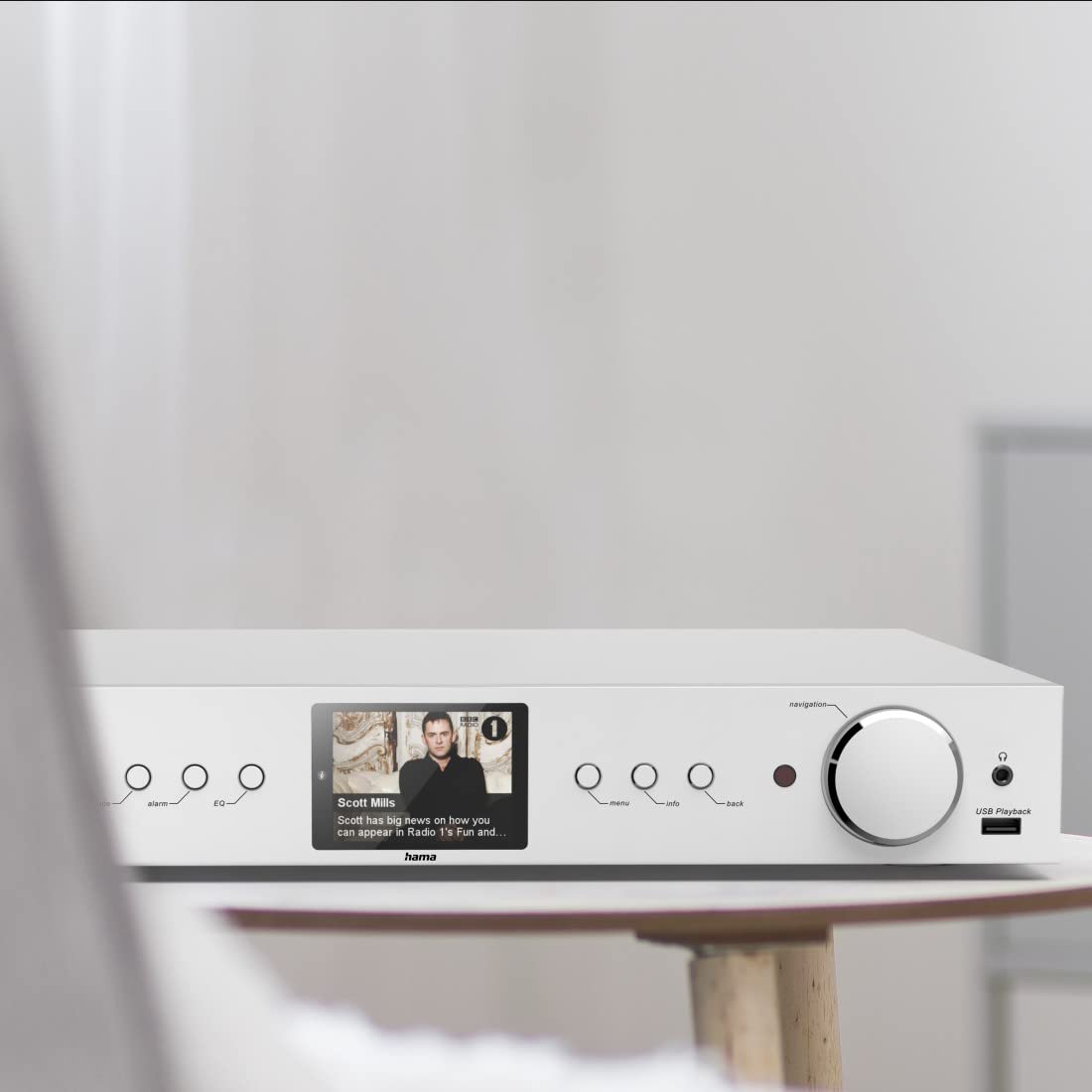 Hama | Sintonizador Hi-Fi Digital para Equipo de música con Internet y Dab+. (Receptor WiFi para Amplificador, Spotify Connect, Bluetooth TX/RX, Componente 43cm) Plata.