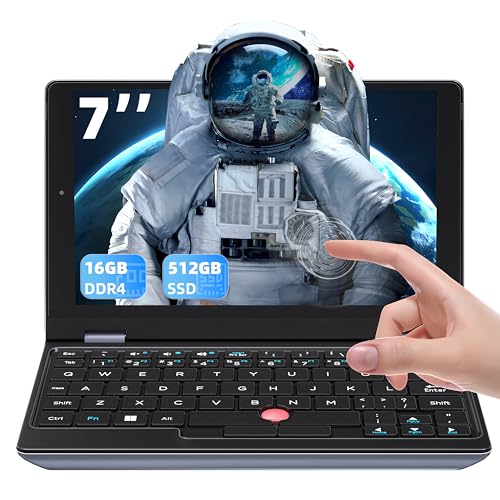 ZWYING All Metal 7'' HD Touchscreen Ultra-Light Mini Laptop: Alder Lake N95 CPU 16GB RAM,512GB SSD, Win 11 Pro/MS Office 2019, WiFi, USB3.0, Mini HDMI, TF Card - for Business and Students (16G+512GB)