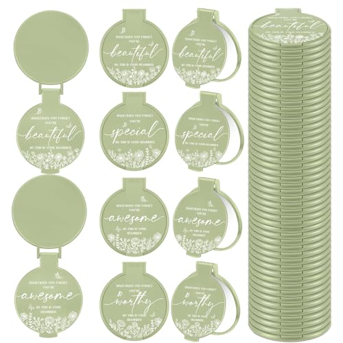 HSDSH 100 Pcs Inspirational Compact Mirror Bulk for Women 2.75IN