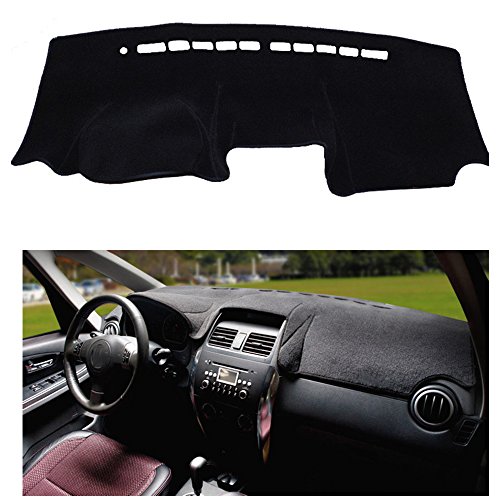Fly5D® Dashmat Car Carpet Dashboard Sun Cover Pad Dash Mat For 2009-2015 Suzuki Sx4 (No Audio) (2009-2015 Suzuki Sx4 (No Audio), Black) #TOP19