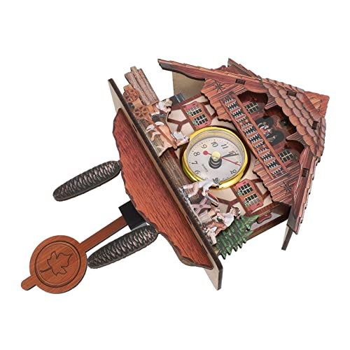 AOKWAWALIY Wall Electronic Calendar House Cat Modern Alarm Retro Home Decor Cuckoo Clocks Alarm Retro Hanging Grandfather Brown Wood