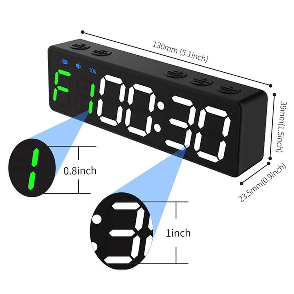 Mini Orologi da Palestra Ricaricabili - Cronometro Portatile con Conto alla Rovescia/in e Retro Magnetico per L'Allenamento Fitness