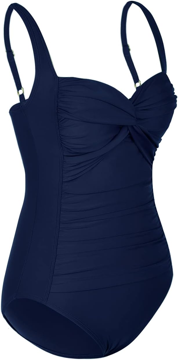 Hilor Women's Tummy Control One Piece Swimsuits Front Twist Bathing Suits Slimming Monokini Swimwear