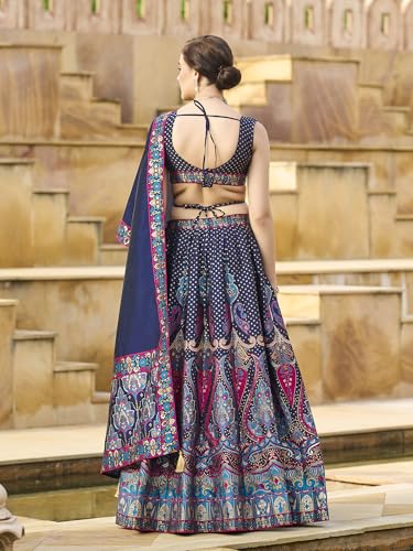 Image of PURVAJA Women's Jacquard Semi-Stitched Lehenga choli
