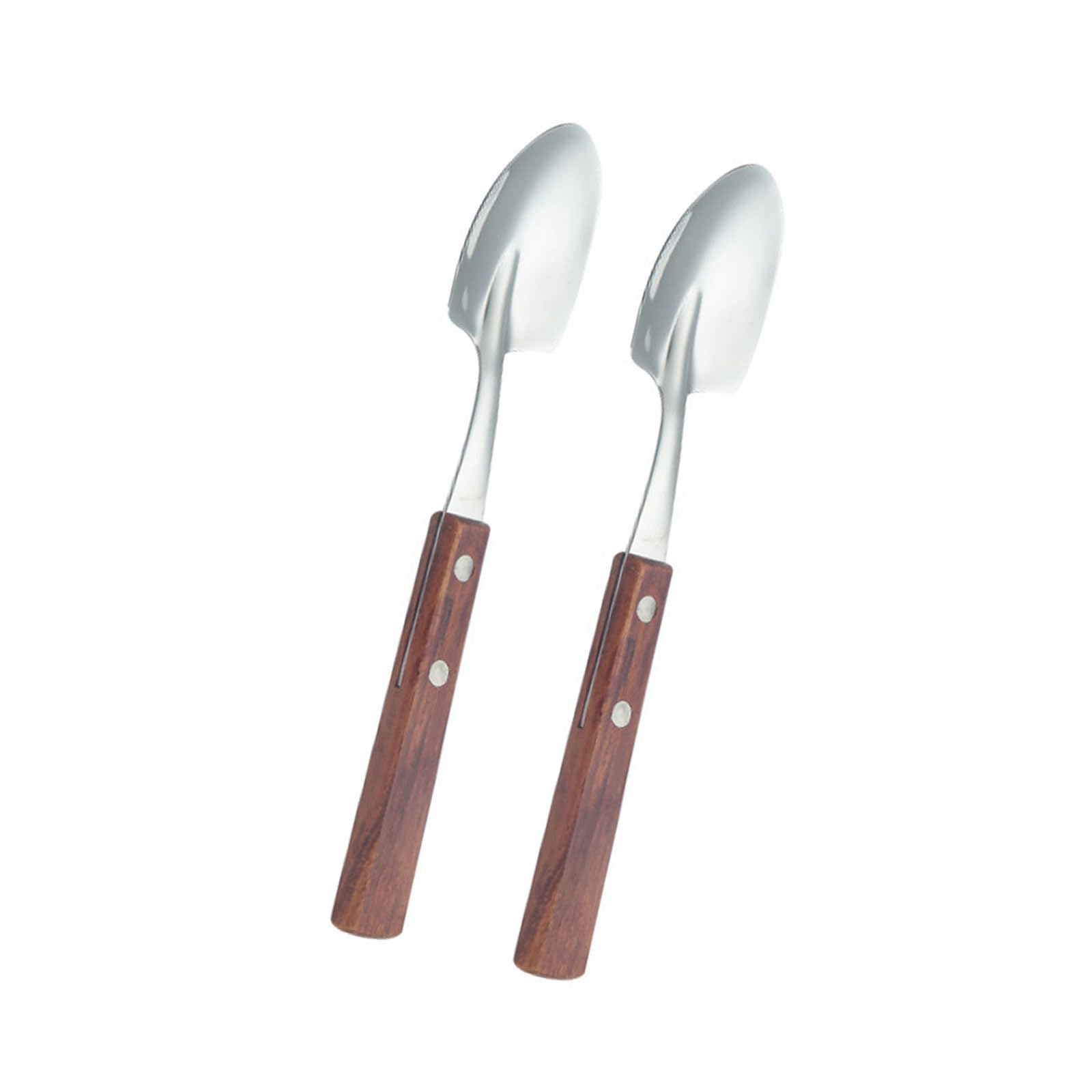 Xinsheinelry 2pcs Stainless Steel Shovel Shape Ice Cream Spoon with Wooden Grip Wooden Handle Flatware Dishwasher Safe Cutlery Dessert Serving Spoon