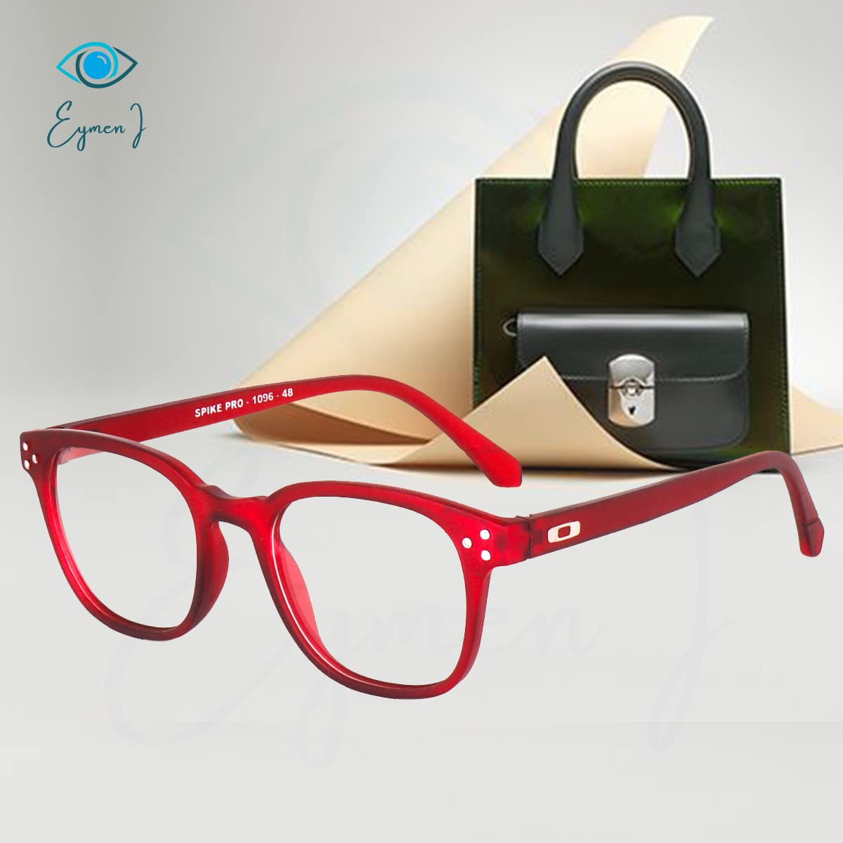 Eymen I Classic Non Prescription Clear Lens Glasses for Women Men Square Frame Eyeglasses Multiple Shades (Red) - Image 6 thumbnail