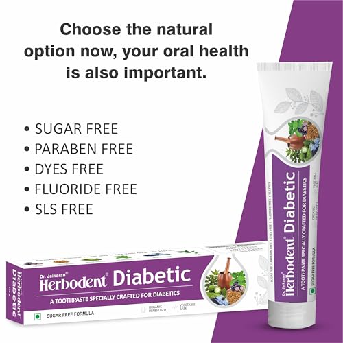 Image of Diabetic Toothpaste - 100g Pack of 2 | Toothpaste specially crafted for Diabetics | SLS & SUGAR FREE Formula | 7 Organic Herbs - Jamun, Fenugreek, Bitter Gourd, Madhunashini, Black Seed...