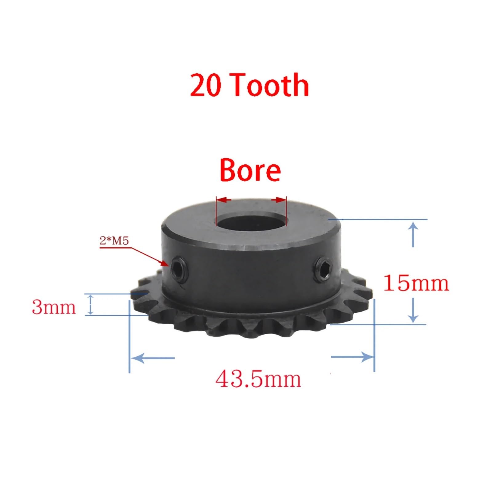 Bevel Gear Pinion Hardware Mechanical 1Pcs 04C Chain Gear D Bore 8 * 7/8 * 7.5/10 * 9mm 45# Steel 20-30 Tooth Industrial Sprocket Wheel Motor Chain Drive Sprocket(10x9mm-20 Teeth)