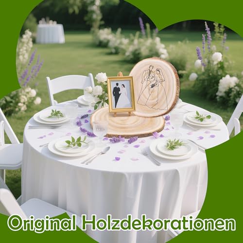 MICHIHOMIE Holzscheiben 4 Stück, 18-20 cm Durchmesser und 15 mm Dicke Baumscheiben Unbehandelte, Baumstamm Scheiben für DIY Basteln, Hochzeit und Weihnachten Deko