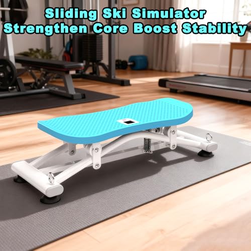 Image of KINMAC 2-in-1 Rocking Stepper with Resistance Bands, Portable Balance Board for Exercise at Home, Quiet Mini Stair Stepper with LCD Monitor, Ski Trainer for Workout Home Gym
