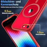 OWKEY Hülle für iPhone SE 2020/2022 (iPhone SE 2/3), iPhone 8/iPhone 7, Magnetisch Schutzhülle für MagSafe mit 9H Schutzglas, Transparent Rückseite Case Handyhülle für iPhone 8/7/6S/6 (Rot) – Ansicht 6