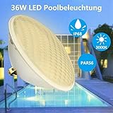 [page_title]-KWODE LED Poolbeleuchtung, 36W PAR56 Scheinwerfer Unterwasser LED Beleuchtung,IP68 Wasserdicht Poolscheinwerfer 12V LED-Poolleuchten 3000K Warmweiß weiß Pool Light
