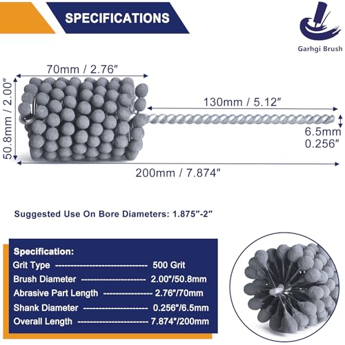 Image of Garhgi 2 Inch Cylinder Hone Tool with 500 Grit Flexible Resilient Ball | 50.8mm Ball-Style Honing Smooth Crosshatch Refresh | Automotive Motorcycle Engine Brake Rotor Shaft Piston Ring | Steel Iron