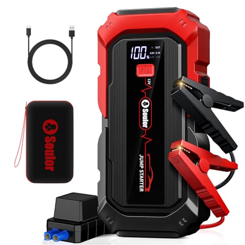 Jump Starter Battery Jumper Starter Portable Car Battery Jump Starter for Up tp All Gas & 12L Diesel, 12V 5000A Portable Jump Box with 3 Modes Flashlight and Jumper Cable