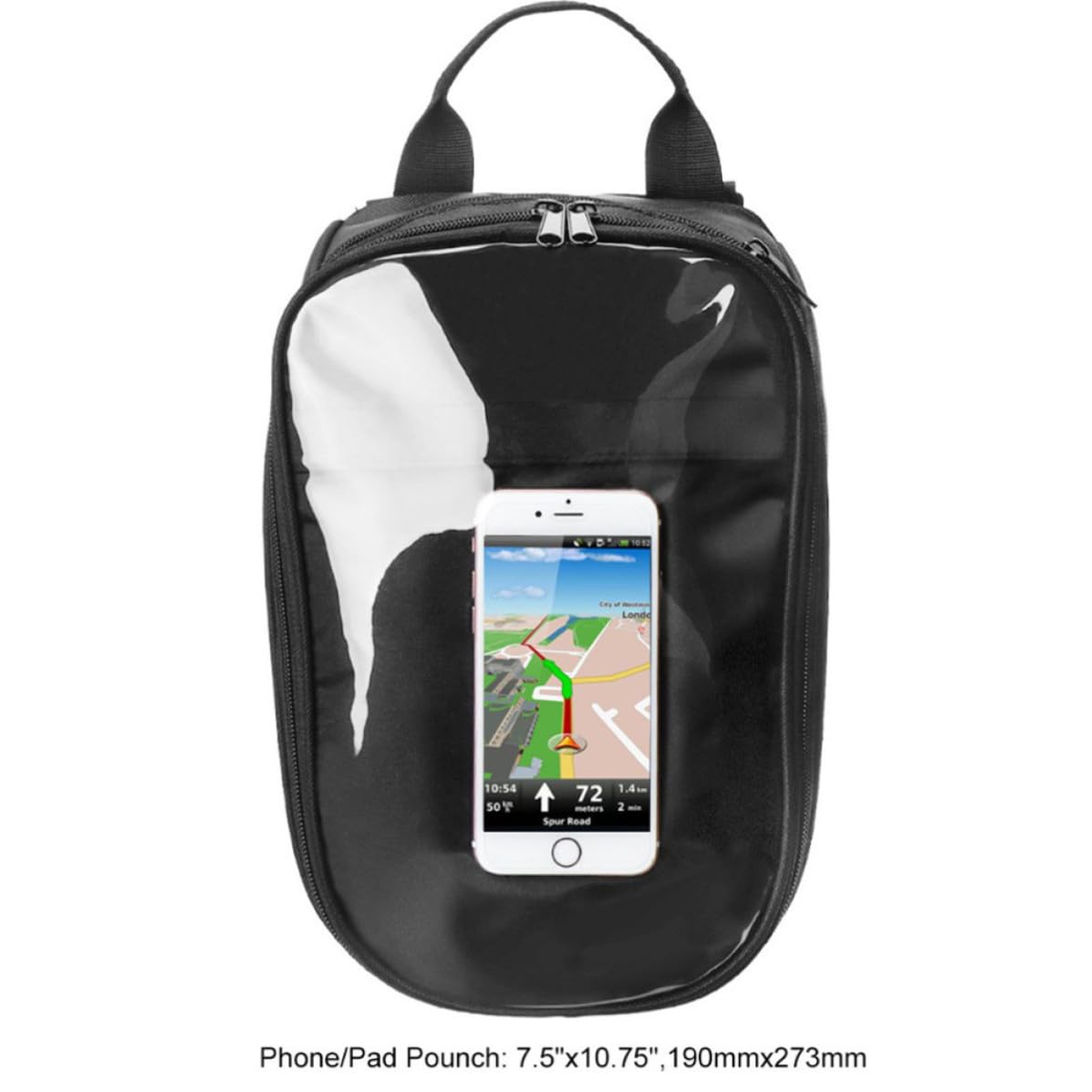 CLISPEED Bolsa de Depósito para Motocicleta Negra de Tela Oxford