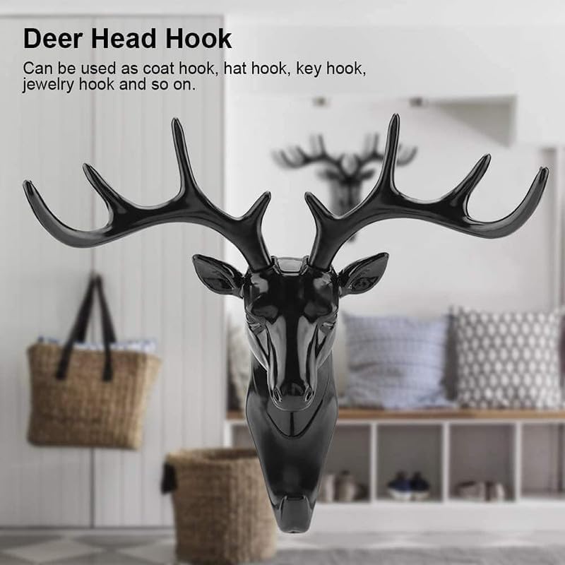 Image of Azcona Deer Key Holder, Creative Deer Head Traceless Wall Hook, 3D Plastic Wall Hanging Hook for Keys, Small Accessories, Home Organization (Pack of 1)