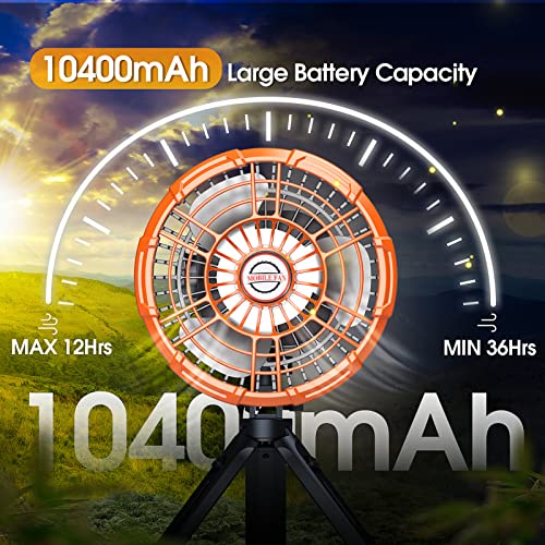 Camping-Fan-with-LED-Lantern-10400mAh-Rechargeable-Portable-Tent-Fan-with-Detachable-Tripod-Power-Bank-180Head-Rotation-Quiet-Motor-Perfect-Battery-Operated-USB-Fan-for-Picnic-Barbecue-Fishing