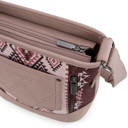 Image of Wrangler Aztec Crossbody Bags for Women Southwestern Print Canvas Shoulder Purse with Distressed Look and Adjustable Strap