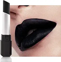 Batom preto fosco creme para mulheres - bastão de tinta lisa para lábios e rosto, cor labial preta pigmentada natural para maquiagem de festa de aniversário de Halloween, lápis labial mate en