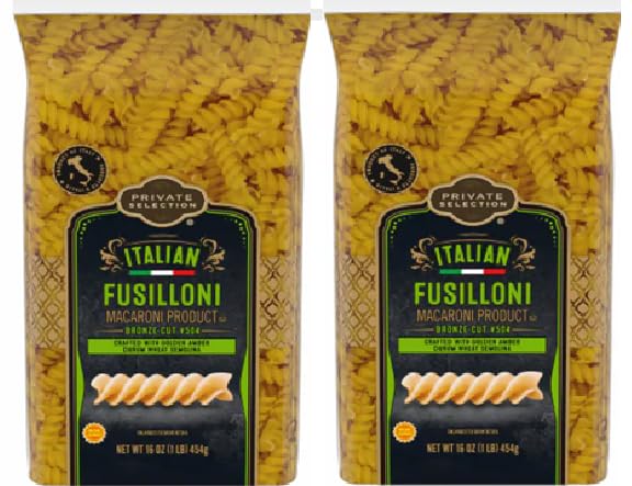 Italian Fusilloni Macaroni Product Pasta Bronze Cut (2 Bags, 16 oz. each)