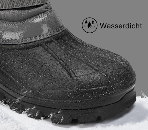 Kricely Wasserdichte Winterstiefel Herren Damen Warm Gefütterte Schneestiefel Rutschfest Winterschuhe(grau 43)