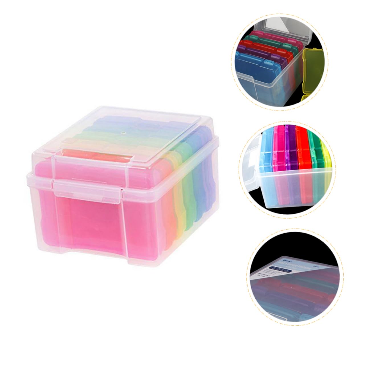 WOONEKY Fotoaufbewahrungsbox mit Trennwänden Kartensortierfach für Grußkarten und Fotos Transparente Kunststoffbox 6 Stück