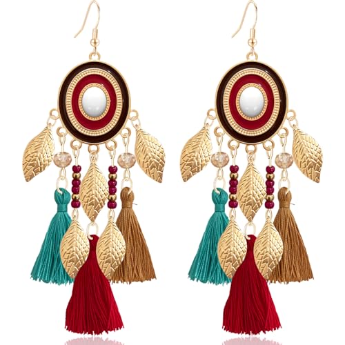 Boucles d'oreilles pendantes avec perles ovales colorées pour illuminer vos tenues d'été