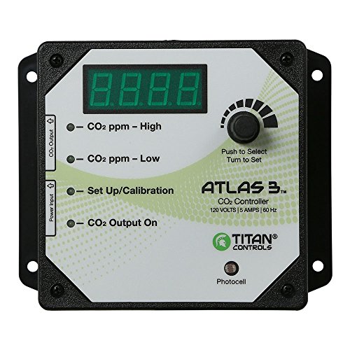 Titan Controls HGC702608 Atlas 3 Day/Night Carbon Dioxide (CO2) Monitor & Controller with Photocell, 120V-ETL Listed