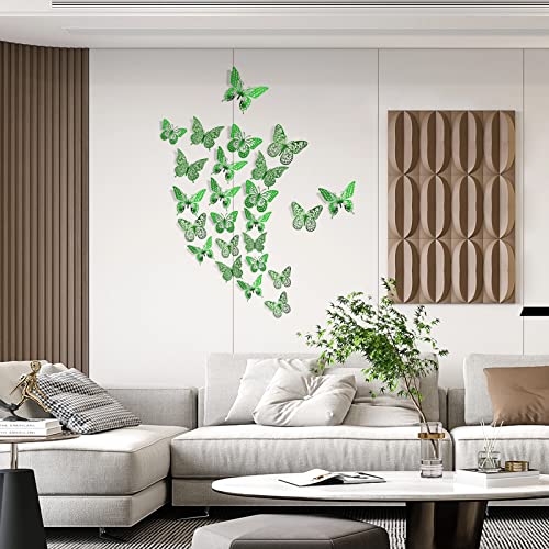 Image of SAOROPEB 3D Butterfly Wall Decor 48 Pcs Dark Green Butterfly Decorations