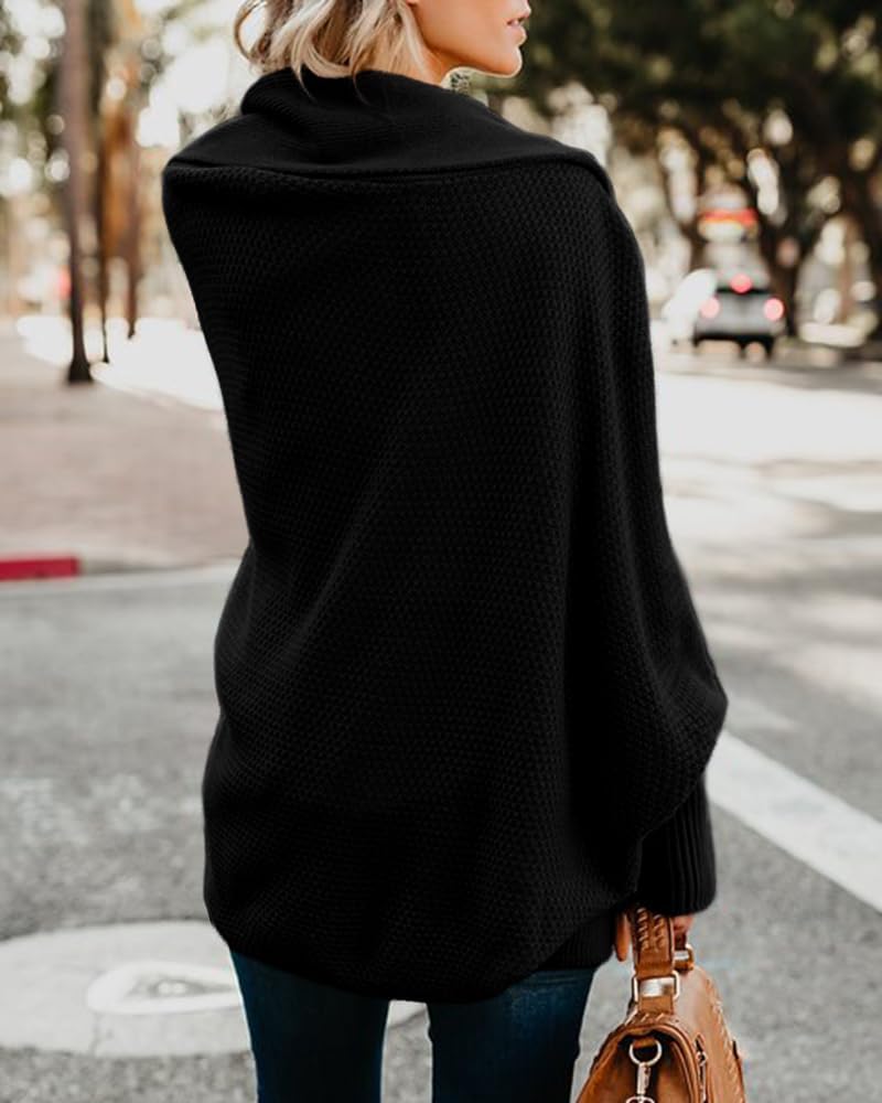 Mafulus Women's Cardigan Sweaters Oversized Chunky Knit Kimono Slouchy Wrap Batwing Open Front Outwear Coat - Image 3