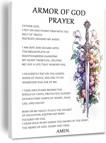 Armor of God & Bible Verse Art - Spiritual Warfare Canvas Print, Inspirational Decor for Pastors, Warriors & Faith Building(Fram