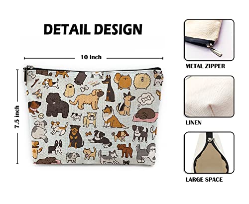Sufamb Cute Dogs Doodle Art Makeup Bag, Funny Puppy Dog Pattern Cosmetic Pouch for Women Girls, Christmas Birthday Gifts for Dog Lovers Women Girls2