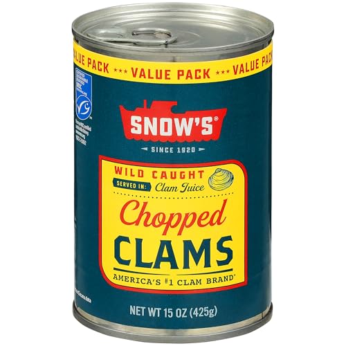 Image of Snow's Wild Caught Chopped Clams Canned, 15 oz Can - Served in Clam Juice - 4g Protein Per Serving - Gluten Free, Keto Friendly, 99% Fat Free