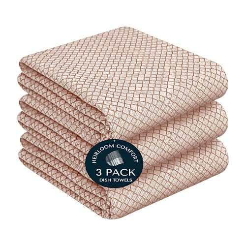 Torchons de cuisine anti-traces coton doux absorbant lavable marron x3 - 2