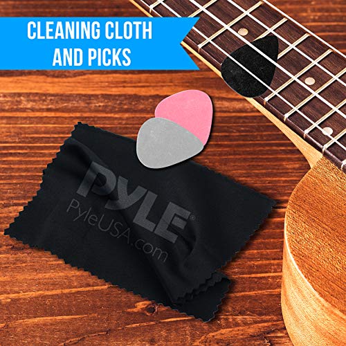 Pyle 4 Accessory Kit-Aquila Strings, Full Set Of Replacement, Ukulele Capo With 3 Pcs. Felt Picks & Cleaning Cloth, Ambidextrous (Prtpukt2050) #TOP3