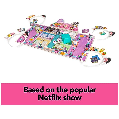 Image of Gabby's Dollhouse, Meow-Mazing Board Game Based on The DreamWorks Netflix Show with 4 Kitty Headbands, for Families & Kids Ages 4 and up