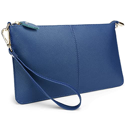 Image of YALUXE Genuine Leather Wristlet Handbags Purses Cell Phone Pocket Clutch Wallet Crossbody Bags for Women