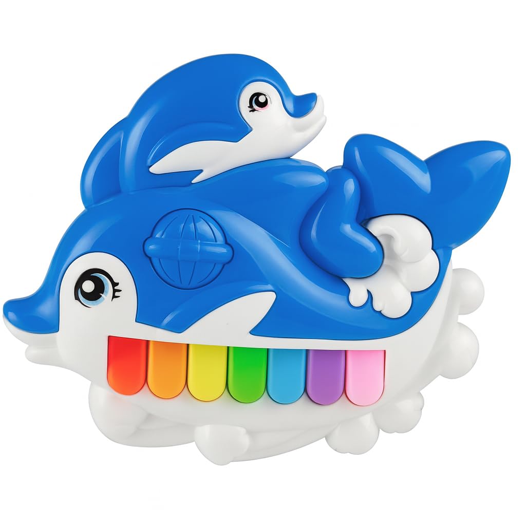 FunBlast Dolphin Piano for Kids – Musical Keyboard Toy with Lights, Early Learning Musical Toy for Toddlers, Educational Piano for Boys and Girls (13 X 10 Cm) (Blue)-image-23