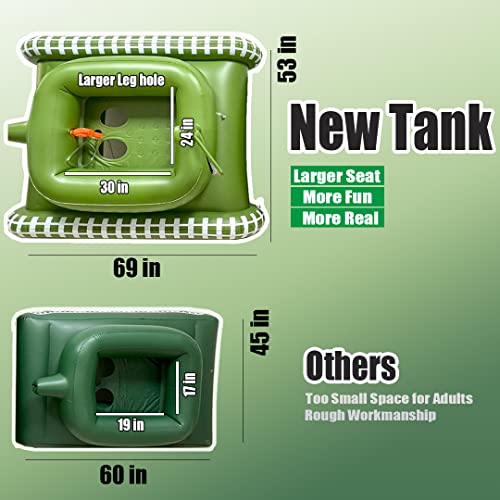 [Upgrade Version] Largest Inflatable Tank Pool Floats - Pool Toys With Action Water Gun For Adults Kids Ages 8-12 And Family Floaties Adult Size #TOP3