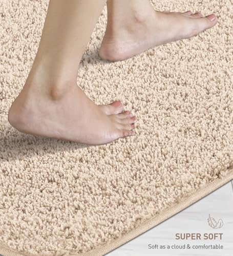 Image of Obsessions Ultra-Absorbent Quick-Dry Bath Mat | 1400 GSM Polyester | Soft, Non-Slip & Fast-Drying Bathroom Rug for Safety & Comfort | 50 x 70 cm | Light Beige