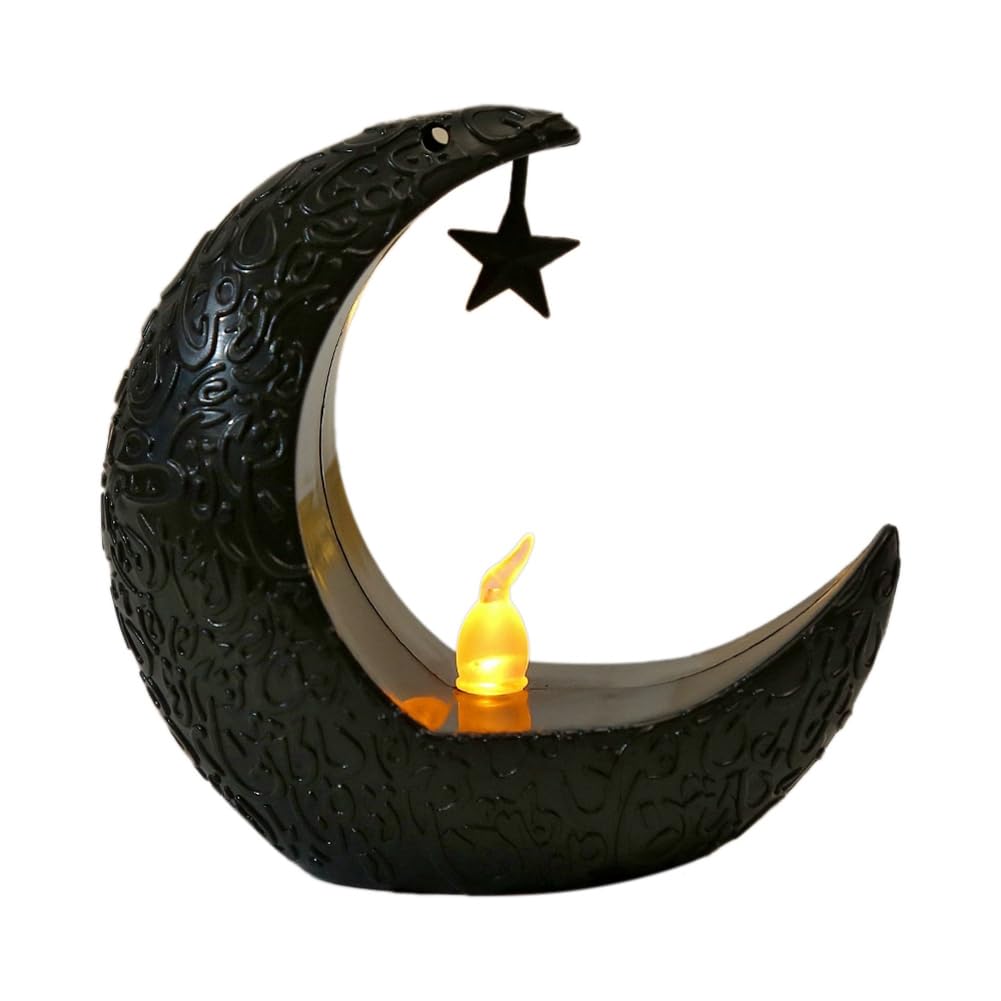 CTRLZS Moon Candlestick Ramadan Festival Home Decoration Wind Party Lantern Candle Electronic Desktop Lamp Fashion A