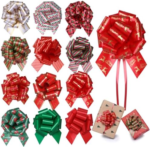 Amazon.com: 12 pcs Large Christmas Bows for Gift Wrapping,5 inch Wide ...