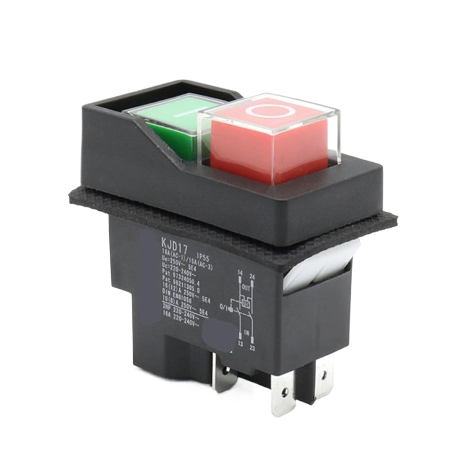KJD17 - Interruptores de botón de arranque electromagnético for herramientas de jardinería, equipo de maquinaria, interruptor de seguridad impermeable, 16 A, CA 250 V